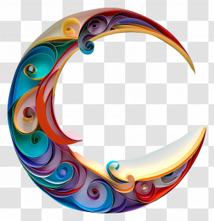 Paper Cut - Colorful Crescent Moon Design Transparent PNG