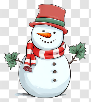 Snowman - Cheerful Snowman Cartoon Illustration Transparent PNG