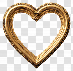 Heart Gold Frame - Golden Heart-Shaped Ornamental Frame Transparent PNG