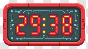 Flash Sale Timer Icon - Red Digital Timer Display Transparent PNG