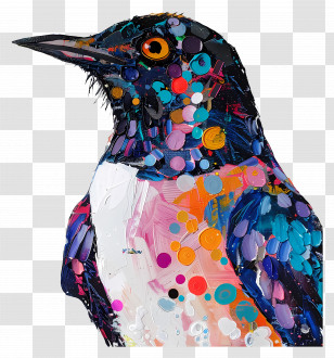 Bird - Colorful Bird Painting In Abstract Style Transparent PNG