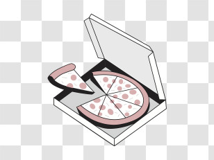 Cartoon - Pizza In Box With Slice Transparent PNG