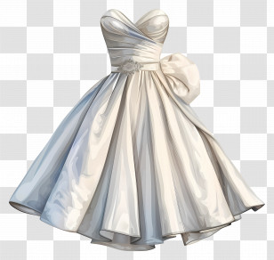 Short Wedding Dress - Elegant White Dress With Bow Transparent PNG