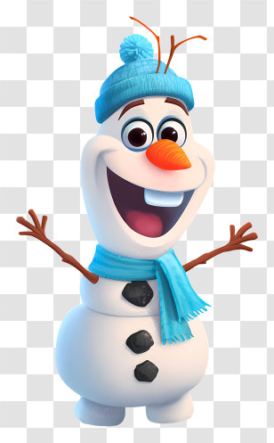 Frozen Olaf - Happy Snowman With Scarf Transparent PNG
