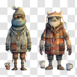 Winter Costume Animal - Cartoon Characters In Winter Attire Transparent PNG