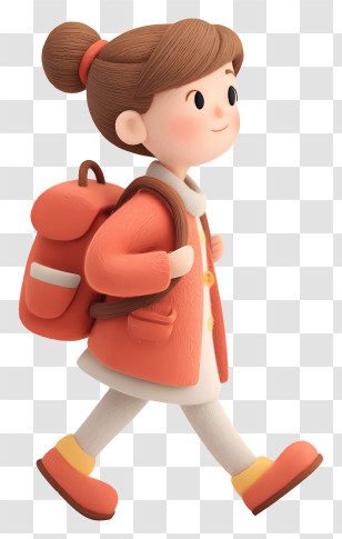 Girl Going To School - Cheerful Girl With Backpack Transparent PNG