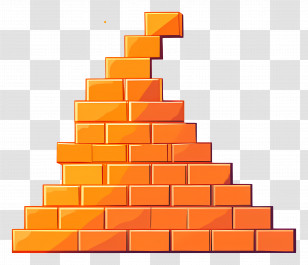 Brick Wall - Orange Brick Pyramid With Geometric Design Transparent PNG