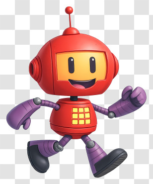 Cartoon Robot - Cheerful Red Robot Mechanic Transparent PNG