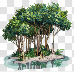Mangrove Forest - Mangrove Trees In Water Transparent PNG