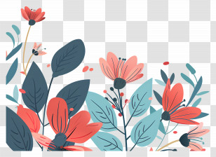 Teacher Appreciation Day - Colorful Cartoon Floral Pattern With Leaves Transparent PNG