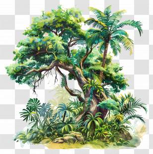Jungle Tree - Tropical Jungle Trees Illustration Transparent PNG