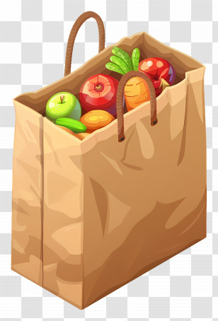 Kraft Bag - Paper Bag With Fresh Fruits And Vegetables Transparent PNG