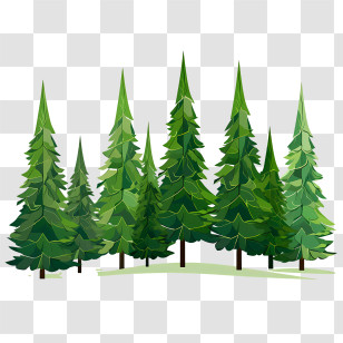 Christmas Tree - Illustration Of Green Pine Trees In A Forest Transparent PNG