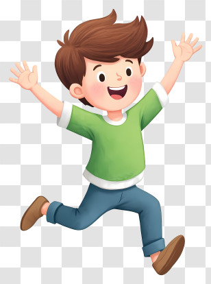 Cartoon Boy Running - Happy Jumping Boy Transparent PNG