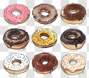 Chocolate Donuts - Assorted Glazed And Frosted Donuts Transparent PNG