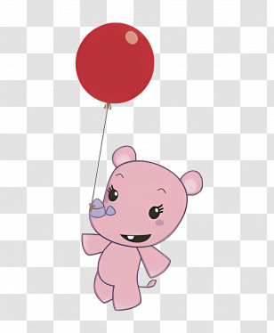 Lulu - Pink Cartoon Animal With Balloon Transparent PNG