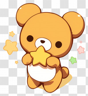 Rilakkuma - Adorable Cartoon Bear Holding A Star Transparent PNG