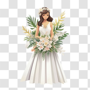 Wedding Dress - Bride Holding A Wedding Floral Bouquet Transparent PNG