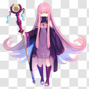 Ryuzu Meyer - Pink Haired Anime Character With Staff Transparent PNG