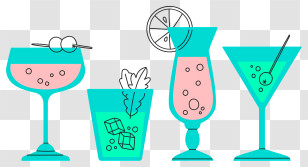 Cocktails - Colorful Cocktails In Different Glasses Transparent PNG