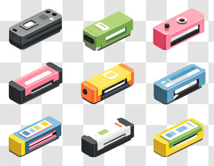 Set Of Printer Cartridges - Colorful Printer Cartridges Transparent PNG