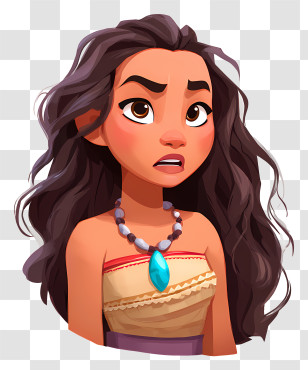 Moana - Animated Young Woman With Turquoise Pendant Transparent PNG