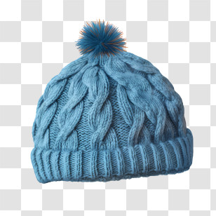 Winter Hat
 - Blue Knitted Beanie With Pom-Pom Transparent PNG