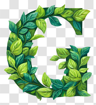 Green Leafy Letter G - Leafy Letter G In Nature Style Transparent PNG