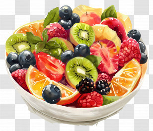 Fruit Salads - Bowl Of Assorted Fruits Illustration Transparent PNG