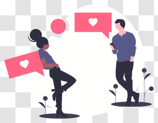 Couples - Couple Chatting With Love Icons Transparent PNG