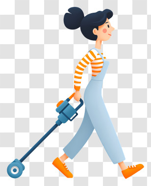 Woman With Vacuum Cleaner - Woman With Vacuum Cleaner Illustration Transparent PNG