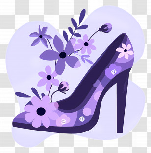 Stiletto Shoe - Purple Floral High Heel Illustration Transparent PNG