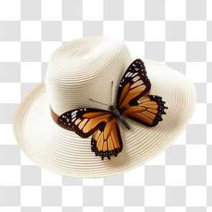 Summer Hat - Elegant Hat With Butterfly Decoration Transparent PNG