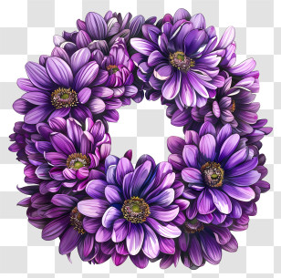 Purple Chrysanthemum - Purple Flower Wreath Decoration Transparent PNG
