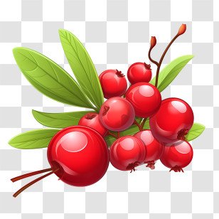 Cranberries - Cranberries With Green Leaves Illustration Transparent PNG