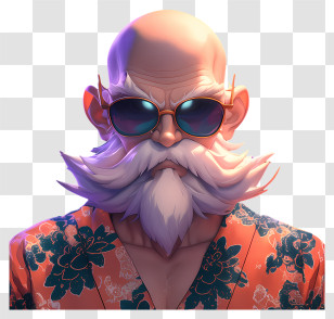 Master Roshi - Cool Bald Man With Sunglasses Transparent PNG