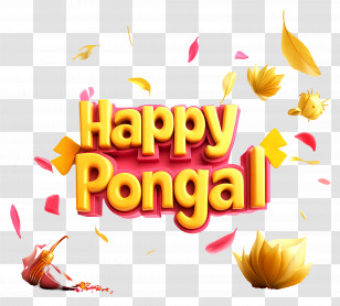 Happy Pongal - Happy Pongal Text Design Transparent PNG