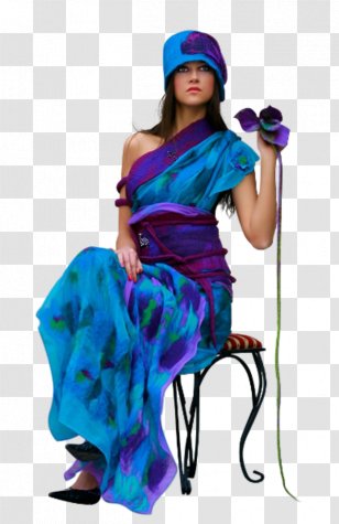 Woman Painting Black And White - Blue Transparent PNG