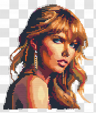Pixel Taylor Swift - Pixel Art Portrait Of A Woman Transparent PNG