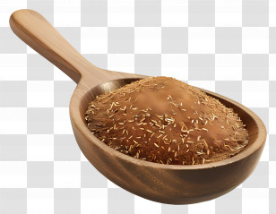 Cumin Powder - Brown Spice In Wooden Spoon Transparent PNG