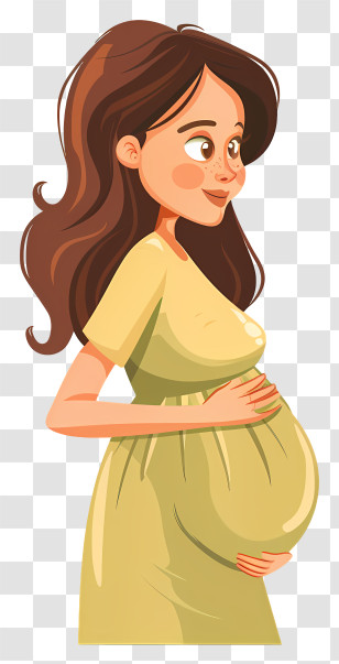 Pregnant Woman Cartoon - Pregnant Woman Illustration In Cartoon Style Transparent PNG