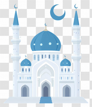 Masjid - Beautiful Blue Mosque With Crescent Icon Transparent PNG