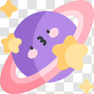 Planets - Cute Purple Planet With Stars Transparent PNG