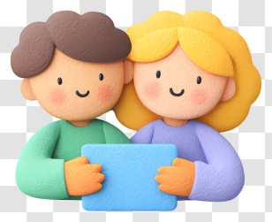 People Sharing Collaborative Moment - Two Kids Sharing A Tablet Transparent PNG