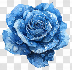 Blue Rose - Blue Rose With Water Droplets Transparent PNG