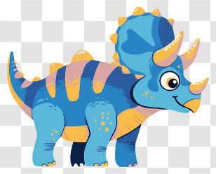 Cartoon Triceratops - Blue Dinosaur Transparent PNG