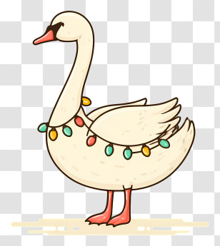 Cute Swan With String Lights - Swan With Festive Lights Transparent PNG