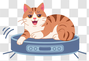 Cat Lying On Robot Vacuum Cleaner - Tabby Cat Riding Robot Vacuum Transparent PNG