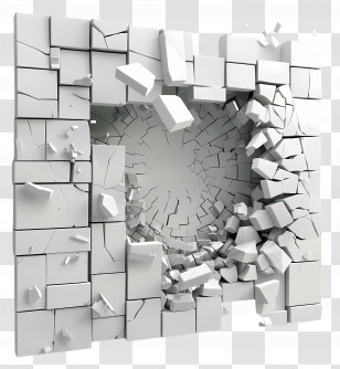 Broken Wall - Abstract Broken Wall With 3D Effect Transparent PNG