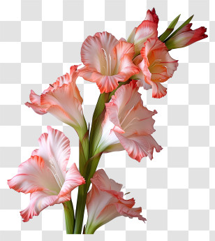 Gladiolus - Pink Gladiolus Flowers In Full Bloom Transparent PNG